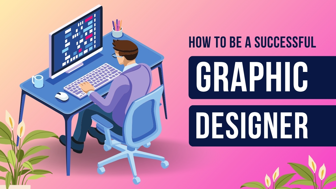 Pink And Blue Simple Illustrated Graphic Designer YouTube Thumbnail